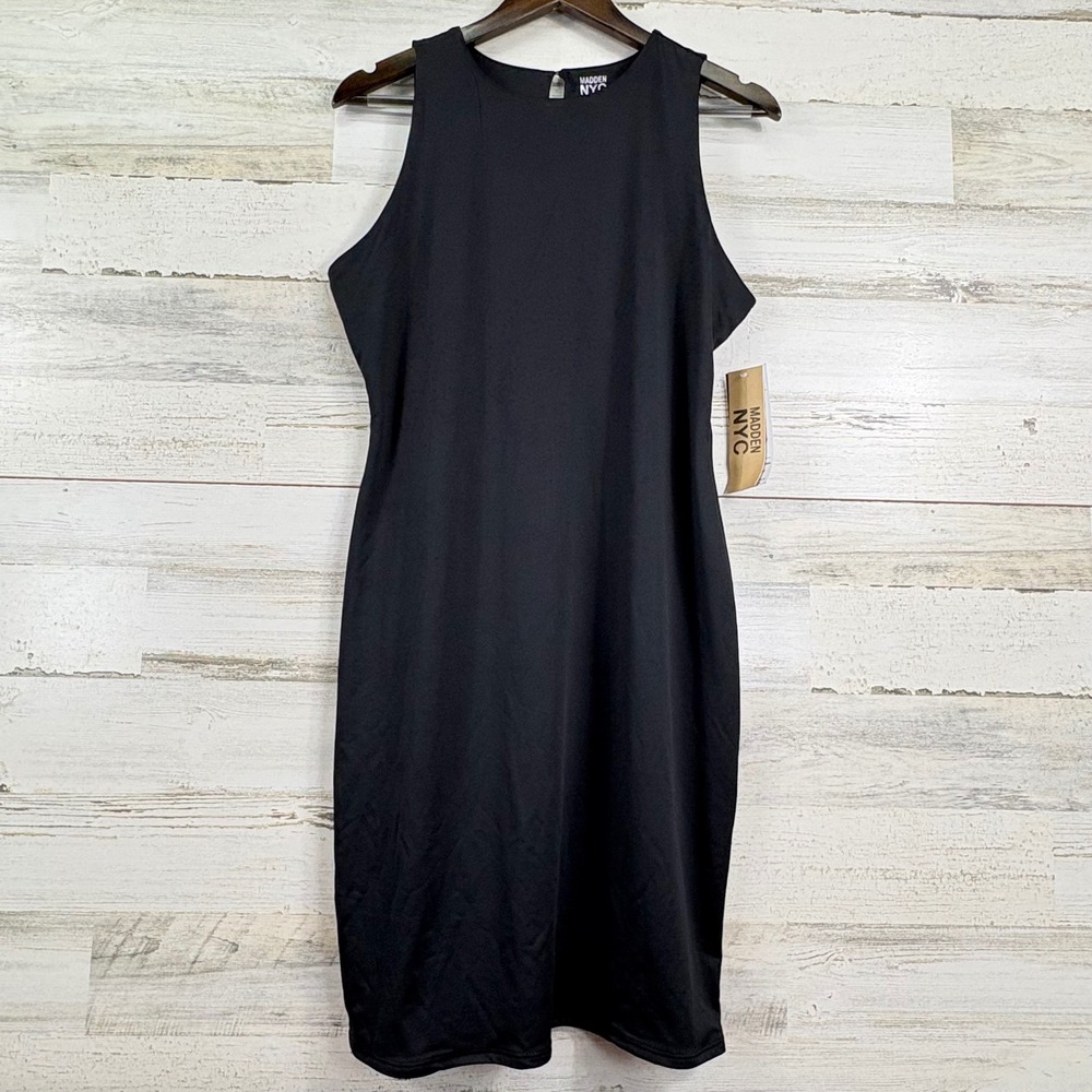NEW Madden NYC Black High Neck Sleeveless Bodycon Sheath Dress XL Party